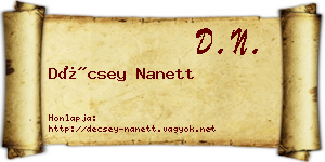 Décsey Nanett névjegykártya